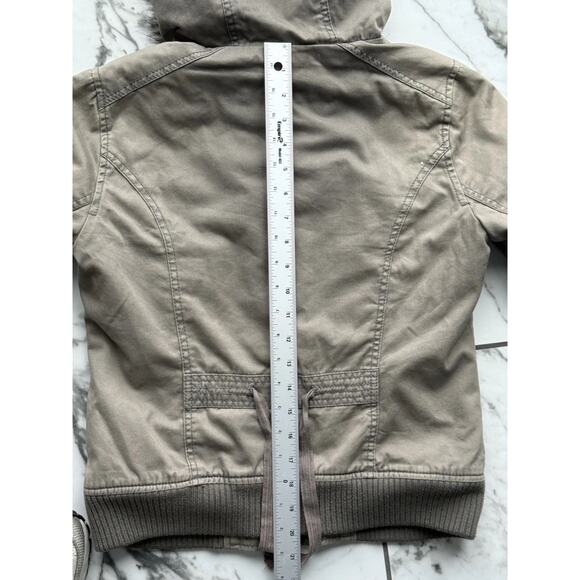 VTG HOLLISTER GRAIL Y2K Olive Bomber Flannel Lined Detachable Fur Trim Hoodie - Picture 16 of 16